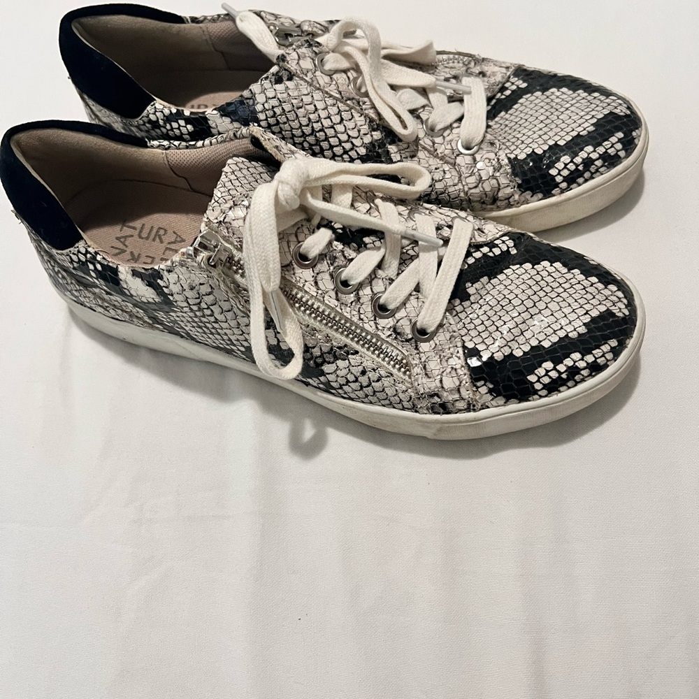 Naturalizer Black and White Snakeskin Sneakers - Picture 1 of 4